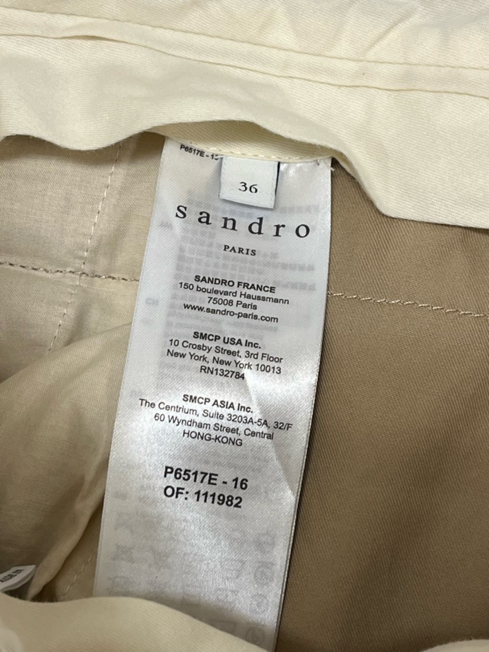 Sandro Arthis High Rise Cotton Trouser Beige EU 36 - Picture 12 of 12